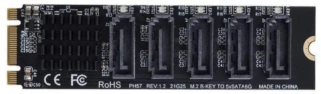 Main image of xiwai NGFF Key B+M to SATA 3.0 6Gbps 5 Ports Adapter Converter Port Select JMB575