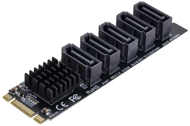 Alt view image 2 of 7 - xiwai NGFF Key B+M to SATA 3.0 6Gbps 5 Ports Adapter Converter Port Select JMB575
