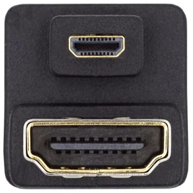 Alt view image 2 of 7 - xiwai 4K Port Savers Micro HDMI 1.4 Male Type-D to HDMI Female Down Opposite U Shape Back Angled 360 Degree Extension Adapter