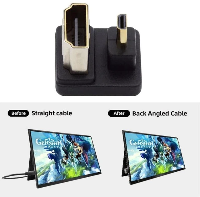 Alt view image 7 of 7 - xiwai 4K Port Savers Micro HDMI 1.4 Male Type-D to HDMI Female Down Opposite U Shape Back Angled 360 Degree Extension Adapter