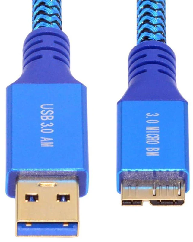 Main image of xiwai 5Gbps USB 3.0 Type-A Male to USB3.0 Micro-B Male Extension Braided Cable Sleeve Blue for Disk SSD Camera Data 0.3m