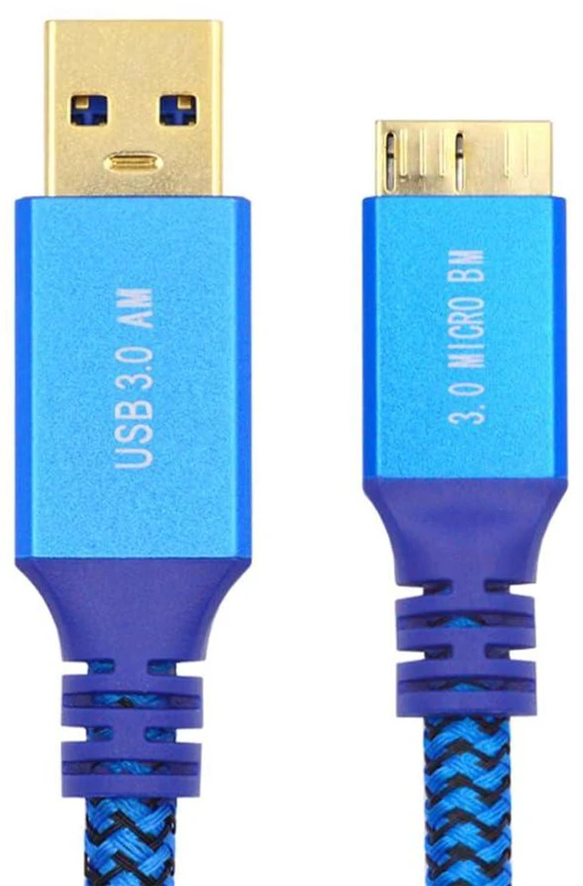 Main image of xiwai 5Gbps USB 3.0 Type-A Male to USB3.0 Micro-B Male Extension Braided Cable Sleeve Blue for Disk SSD Camera Data 0.6m
