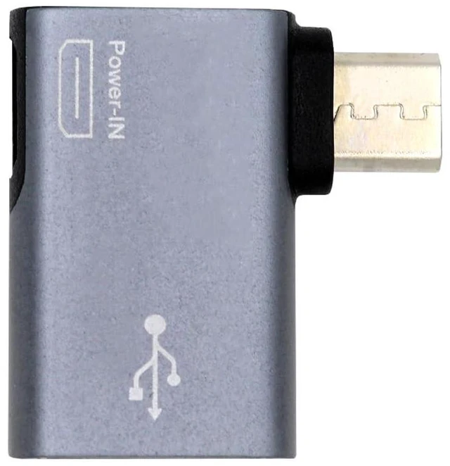 Main image of xiwai OTG Converter Micro USB 2.0 to Type-A Female Host Adapter 90 Degree Left Angled with USB Power for Phone Tablet