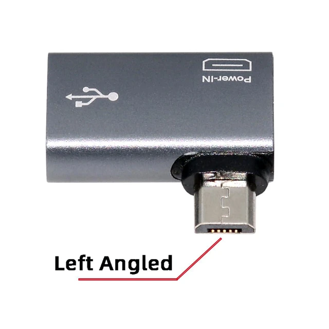 Alt view image 7 of 7 - xiwai OTG Converter Micro USB 2.0 to Type-A Female Host Adapter 90 Degree Left Angled with USB Power for Phone Tablet