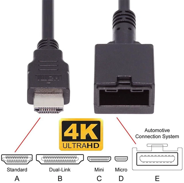 Alt view image 6 of 7 - xiwai HDMI 1.4 4K Type A Male to Type-E Female Audio Video Cable for Automotive Connection System Grade Connector 1.6ft