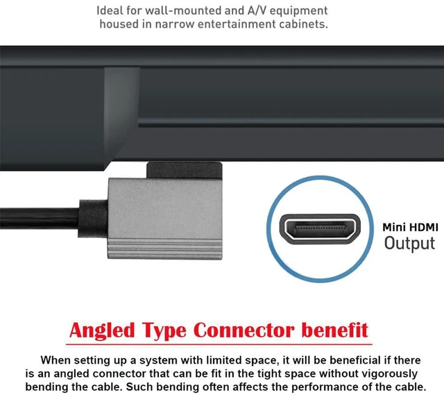 Alt view image 7 of 7 - xiwai Left Angled Mini HDMI 2.1 Male to HDMI Male 8K 60hz 90 Degree Stretch Coiled Cable 100cm for HDTV Computer Laptop Monitor