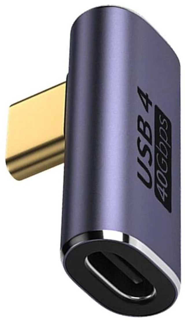 Main image of xiwai USB4 Type C Male to Female Low Profile Right Angled 100W Power Data 8K Video Adapter 40Gbps for Laptop Phone
