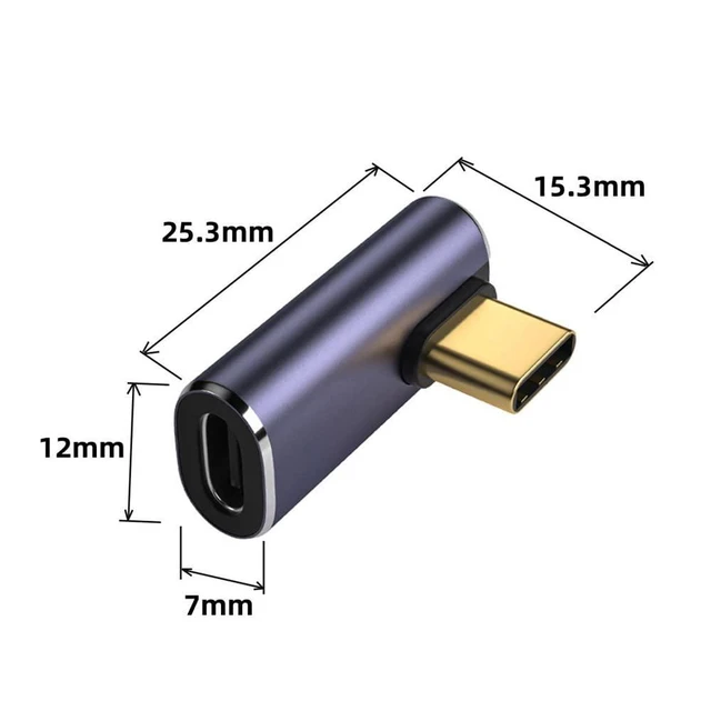 Alt view image 3 of 7 - xiwai USB4 Type C Male to Female Low Profile Right Angled 100W Power Data 8K Video Adapter 40Gbps for Laptop Phone