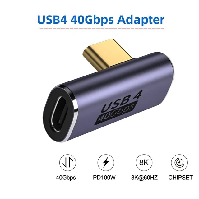 Alt view image 5 of 7 - xiwai USB4 Type C Male to Female Low Profile Right Angled 100W Power Data 8K Video Adapter 40Gbps for Laptop Phone