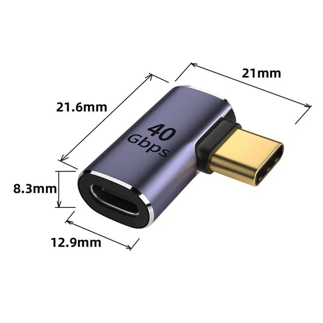 Alt view image 2 of 7 - xiwai USB4 Type C Male to Female 100W Power Data 90 Degree Left Right Angled 8K Video Adapter for Laptop Phone
