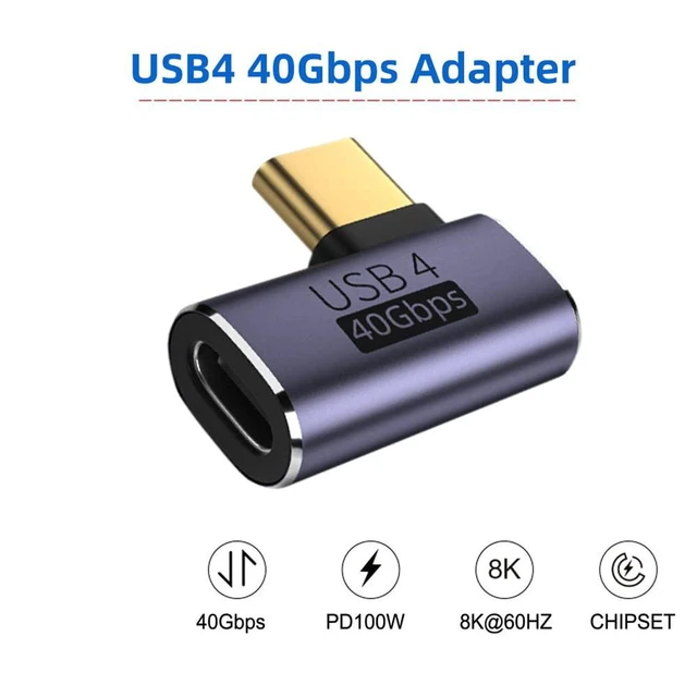 Alt view image 4 of 7 - xiwai USB4 Type C Male to Female 100W Power Data 90 Degree Left Right Angled 8K Video Adapter for Laptop Phone