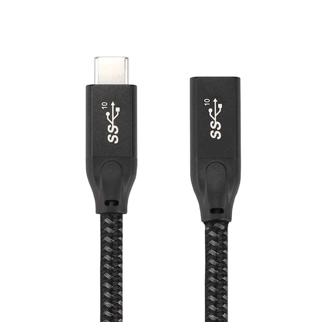 Alt view image 3 of 7 - xiwai USB-C USB 3.1 Type-C Male to Female Extension Data Cable with Sleeve for Laptop Phone (0.3m)