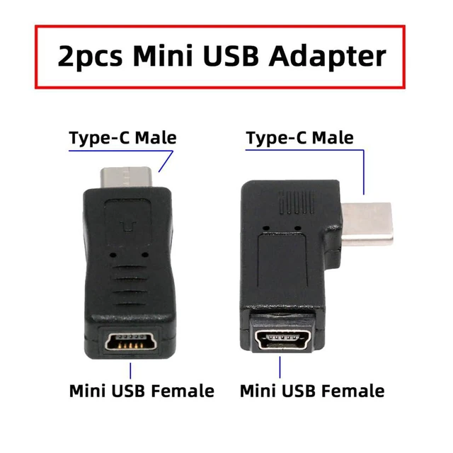 Alt view image 4 of 7 - xiwai 4 Pack USB2.0 Power Data Adapter Micro-USB & Mini USB Female to Type C Male Angled Charger Converter