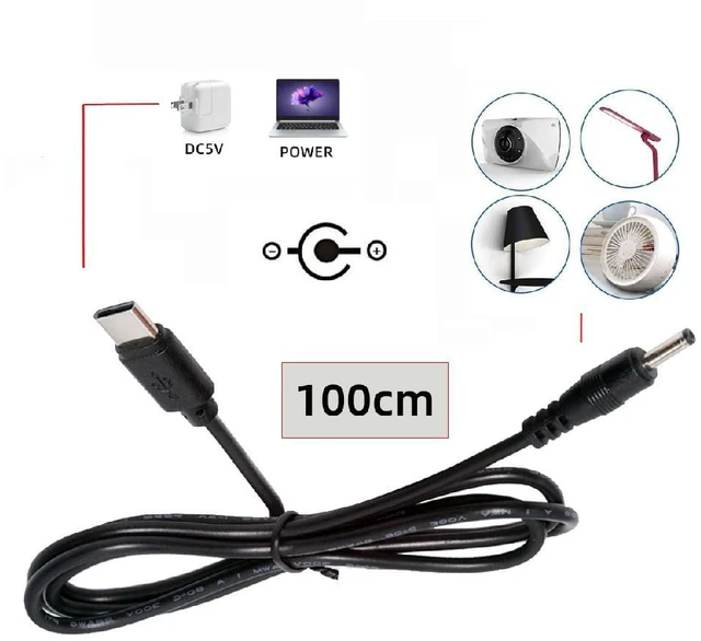 Alt view image 5 of 7 - xiwai 3.28ft USB Type C USB-C to DC 5V DC 3.5 * 1.3mm Power Cord | with 5.1K Resistor Power Charge Cable 100cm for DC5V Desk Lamp Fan Camera