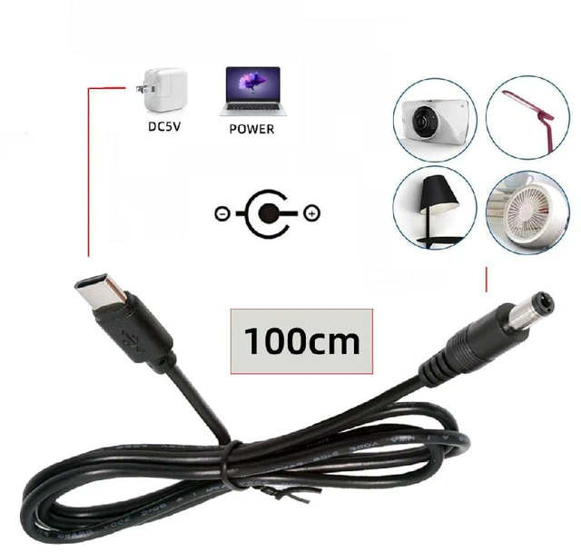 Alt view image 7 of 7 - xiwai 3.28ft USB Type C USB-C to DC 5V DC 5.5 * 2.5mm Power Cord | with 5.1K Resistor Power Charge Cable 100cm for DC5V Desk Lamp Fan Camera