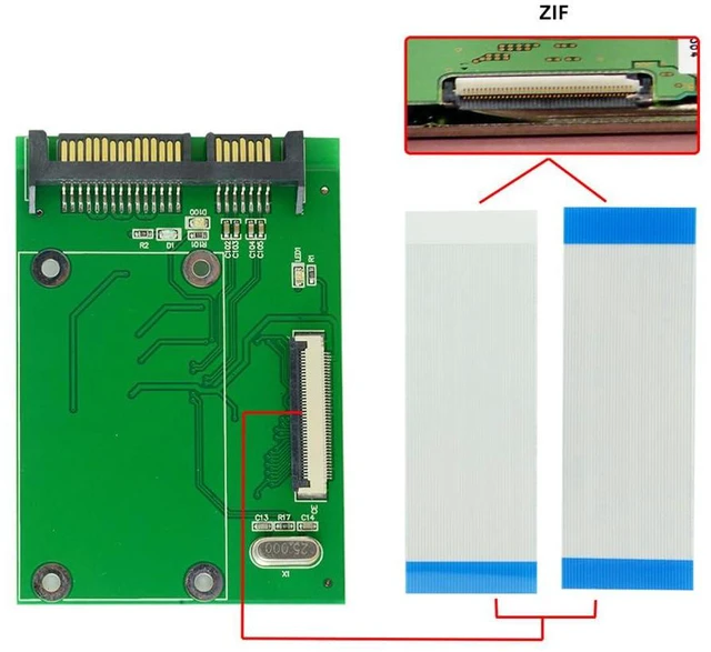 Alt view image 4 of 7 - xiwai ZIF LIF 40 Pin CE for 1.8 Inch SSD/HDD Disk to SATA Adapter Board with LIF Flat Cable