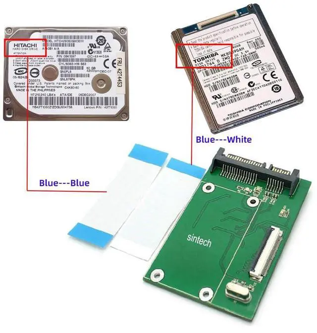 Alt view image 7 of 7 - xiwai ZIF LIF 40 Pin CE for 1.8 Inch SSD/HDD Disk to SATA Adapter Board with LIF Flat Cable