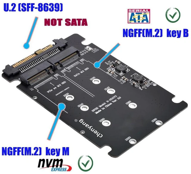 Alt view image 7 of 7 - xiwai NVME U.2 SFF-8639 to NGFF M.2 M-Key SATA PCIe Combo SSD Adapter | for Mainboard,Compatible with SSD 750 p3600 p3700