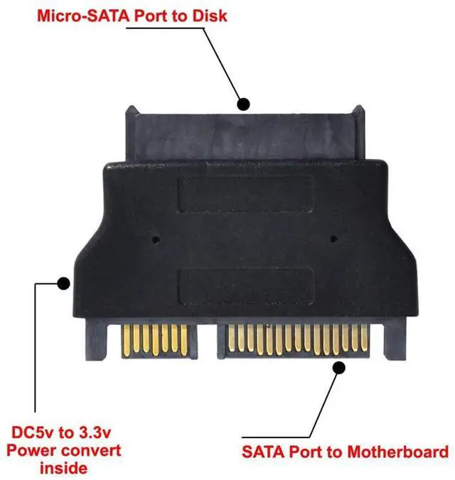 Alt view image 2 of 7 - xiwai 22Pin SATA Male to 16Pin Female Micro SATA HDD Convertor for Laptop | 6Gbps Portable small size light weight Adapter fit for 1.8 inch SSD Disk