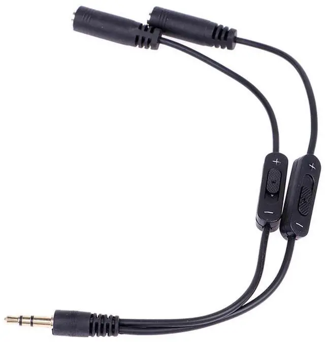 Main image of xiwai 3.5mm Stereo Male to Double 3.5mm Female Audio Cable Headphone Y Splitter with Volume Switch Black