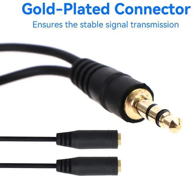 Alt view image 3 of 7 - xiwai 3.5mm Stereo Male to Double 3.5mm Female Audio Cable Headphone Y Splitter with Volume Control Switch