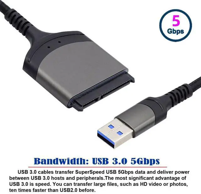 Alt view image 3 of 7 - xiwai 5Gbps USB 3.0 Type-A to SATA 22 Pin Adapter Cable | for 2.5" Hard Disk Driver SSD