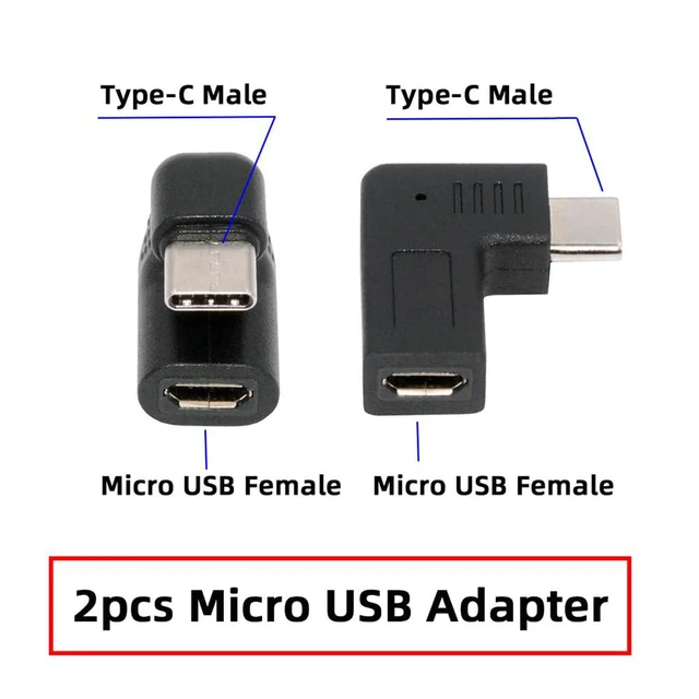 Alt view image 3 of 7 - xiwai 4 Pack USB2.0 Power Data Adapter Micro-USB & Mini USB Female to Type C Male Angled Charger Converter