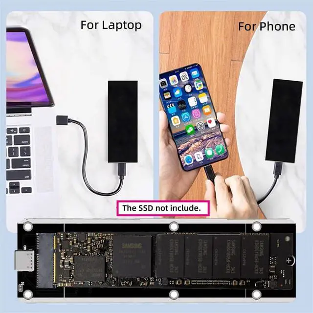 Alt view image 3 of 7 - Xiwai USB3.0 Type-C to 17+7Pin USB-C Enclosure 5Gbps Mobile Box for MAC Air Pro Retina 2012 SSD Portable Case Adapter