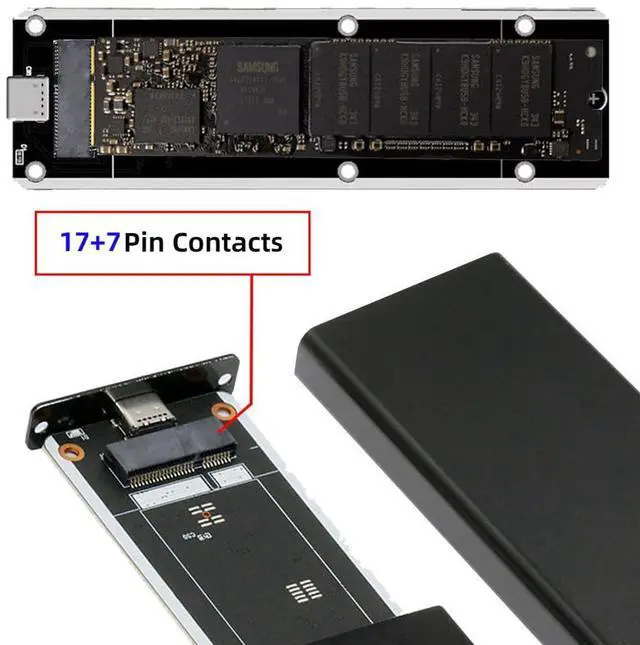 Alt view image 4 of 7 - Xiwai USB3.0 Type-C to 17+7Pin USB-C Enclosure 5Gbps Mobile Box for MAC Air Pro Retina 2012 SSD Portable Case Adapter