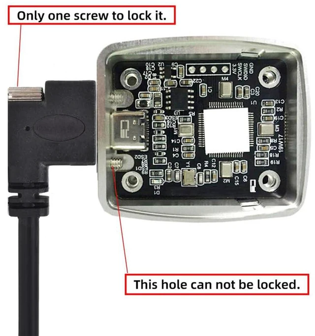 Alt view image 6 of 7 - xiwai USB 3.1 Single Screw Type-C Male to USB-C Single Thumbscrew Locking Horizontal Left Right Angled 90 Degree 10Gbps Data Cable Panel Mount Type 100cm