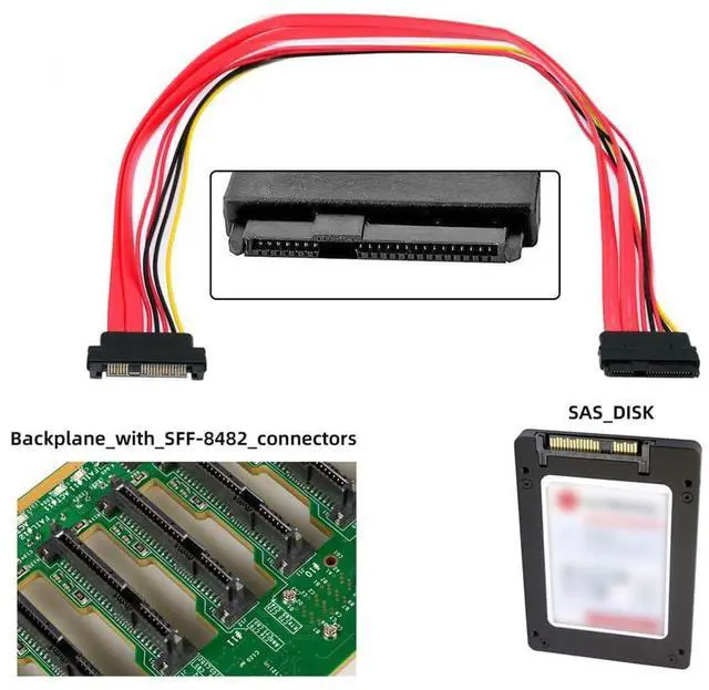 Alt view image 7 of 7 - xiwai SFF-8482 SAS Cable 29Pin Extension Cable Male to Female for SAS Hard Disk Drive SSD 12Gbps Raid Server 100cm