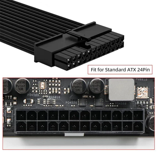Alt view image 5 of 7 - xiwai 24Pin ATX3.0 Male to Female ATX 24pin Extension Power with Sleeve Cable Cord 30cm for Motherboard Desktops PC Supply Mainboard