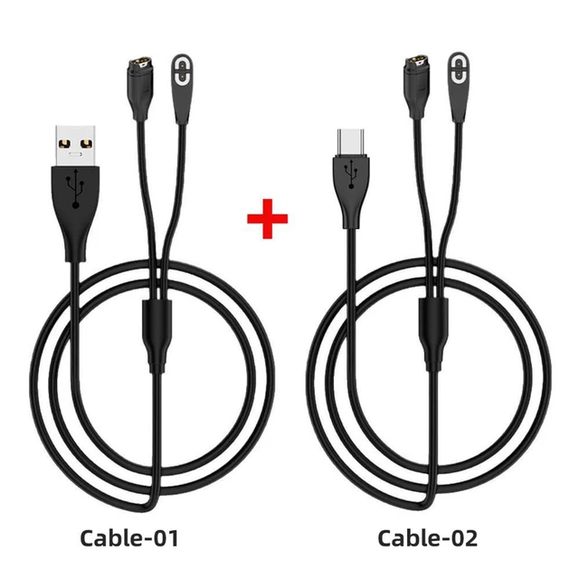 Alt view image 4 of 7 - xiwai 2-Pack USB Type-C & Type-A to Smart Watch Earphone 2Pin 4Pin Magnetic Charging Cable Combo Compatible with Garmin Shokz