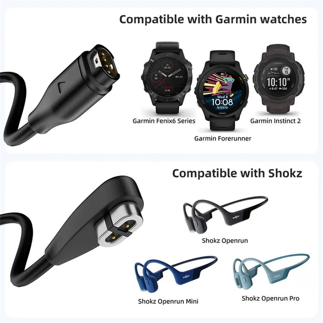 Alt view image 7 of 7 - xiwai 2-Pack USB Type-C & Type-A to Smart Watch Earphone 2Pin 4Pin Magnetic Charging Cable Combo Compatible with Garmin Shokz