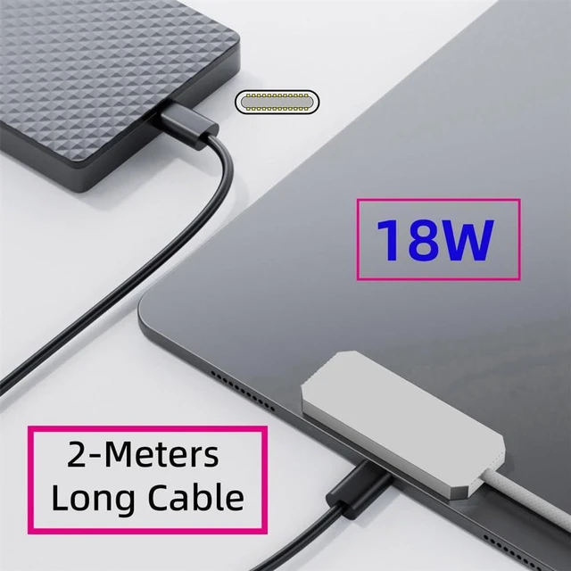 Alt view image 2 of 7 - xiwai USB-C to Magnetic Smart Connector Charge Cable Compatible with iPad Air 10.9" & 11" (M2 M3 2020-2025) Pro 11" (2018-2022) 18W Fast Charging Alloy Charging 2-Meters