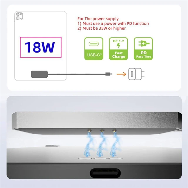 Alt view image 5 of 7 - xiwai USB-C to Magnetic Smart Connector Charge Cable Compatible with iPad Air 10.9" & 11" (M2 M3 2020-2025) Pro 11" (2018-2022) 18W Fast Charging Alloy Charging 2-Meters