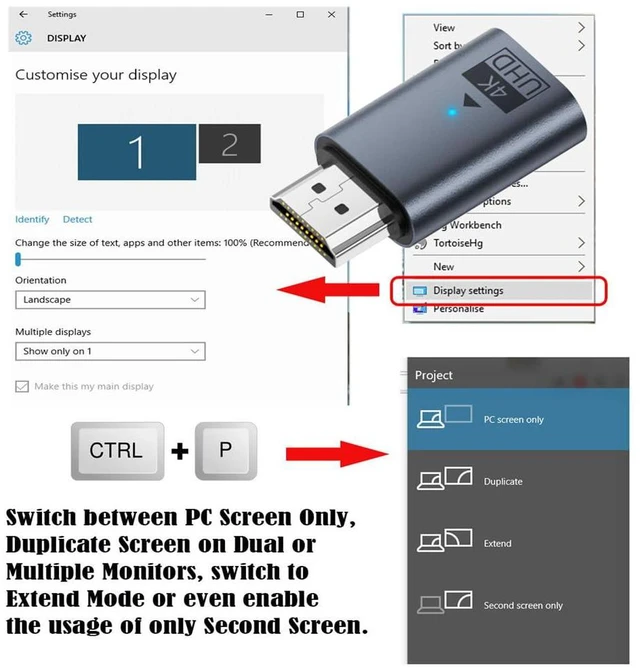 Alt view image 5 of 7 - xiwai Blue 4K HDMI 1.4 Male to Female CY Virtual Display Adapter Extension DDC EDID Dummy Plug Headless Ghost Display HDTV 4K@60Hz Emulator