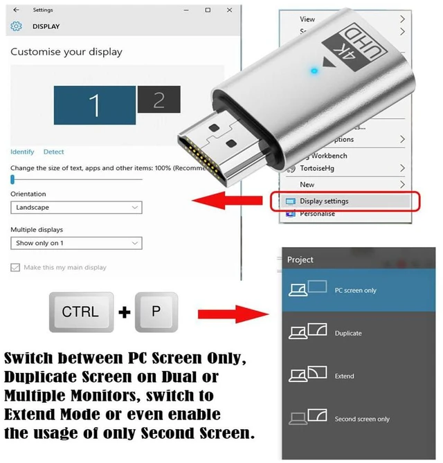 Alt view image 4 of 7 - xiwai Silver HDMI 1.4 Male to Female CY Virtual Display Adapter 4K Extension DDC EDID Dummy Plug Headless Ghost Display HDTV 4K@60Hz Emulator