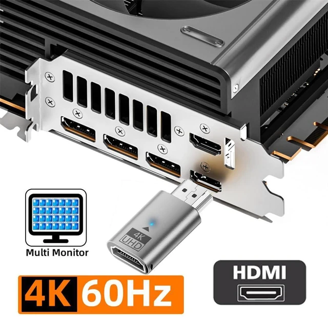 Alt view image 5 of 7 - xiwai Silver HDMI 1.4 Male to Female CY Virtual Display Adapter 4K Extension DDC EDID Dummy Plug Headless Ghost Display HDTV 4K@60Hz Emulator