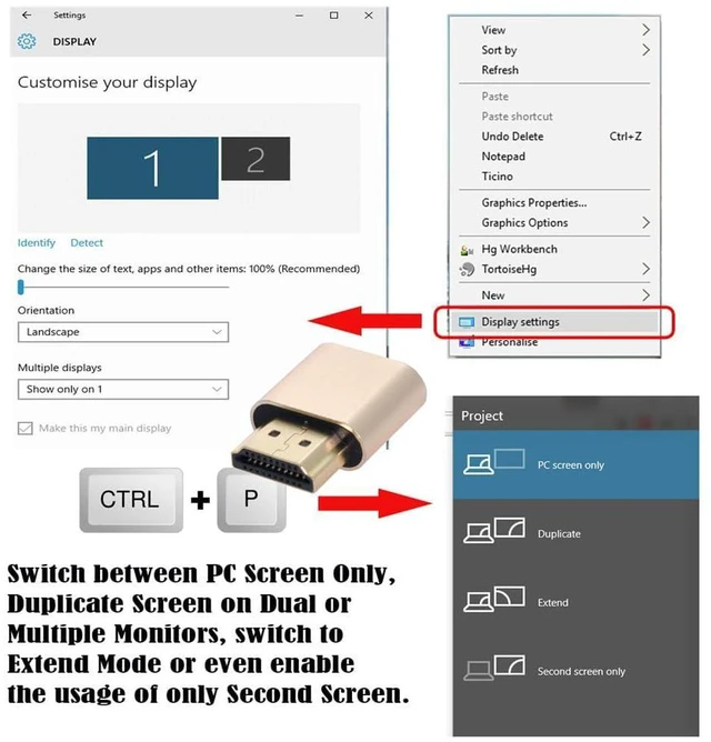 Alt view image 4 of 7 - xiwai 4K Virtual Display Adapter HDMI 1.4 DDC EDID Dummy Plug Headless Ghost Display 1920x1080p@60Hz