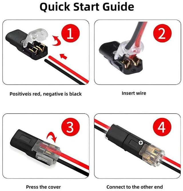Alt view image 2 of 7 - Xiwai 10pcs/lot Double Wire Plug Connector D2 Solderless Pluggable with Locking Buckle Quick Connect Terminal Compatible with Led Light Strip 2Pin 18-22AWG Connectors