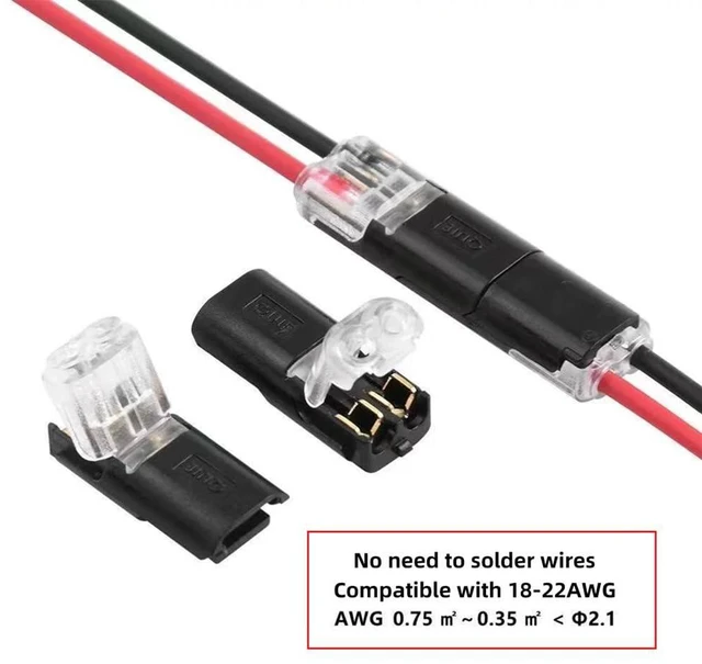 Alt view image 3 of 7 - Xiwai 10pcs/lot Double Wire Plug Connector D2 Solderless Pluggable with Locking Buckle Quick Connect Terminal Compatible with Led Light Strip 2Pin 18-22AWG Connectors