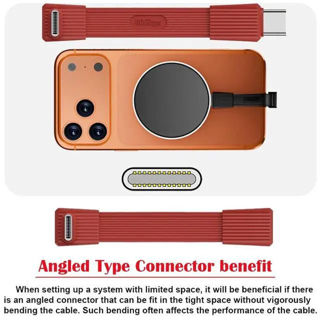 Alt view image 7 of 7 - xiwai 2pcs/Set Up Angled 90 Degree USB5.0 80Gbps Male to Male & Female Extension Cable Flat Slim FPC 240W 16K 8K 60Hz 5K Compatible with 40Gbps USB4.0 Thunderbolt Red