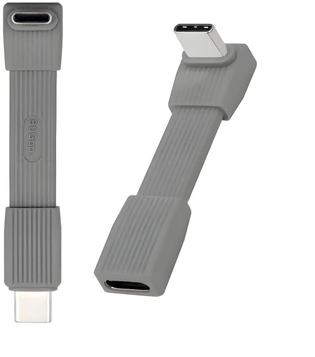 Main image of xiwai 2pcs/Set Up Angled 90 Degree USB5.0 80Gbps Male to Male & Female Extension Cable Flat Slim FPC 240W 16K 8K 60Hz 5K Compatible with 40Gbps USB4.0 Thunderbolt Grey