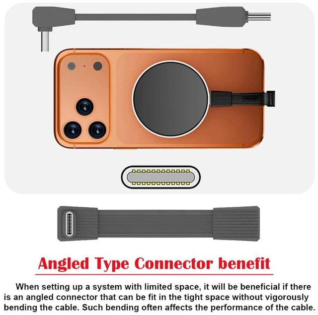 Alt view image 7 of 7 - xiwai 2pcs/Set Up Angled 90 Degree USB5.0 80Gbps Male to Male & Female Extension Cable Flat Slim FPC 240W 16K 8K 60Hz 5K Compatible with 40Gbps USB4.0 Thunderbolt Grey