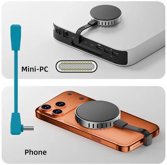 Alt view image 4 of 7 - xiwai 2pcs/Set Up Angled 90 Degree USB5.0 80Gbps Male to Male & Female Extension Cable Flat Slim FPC 240W 16K 8K 60Hz 5K Compatible with 40Gbps USB4.0 Thunderbolt Blue