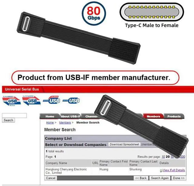 Alt view image 7 of 7 - xiwai 2pcs/Set Up Angled 90 Degree USB5.0 80Gbps Male to Male & Female Extension Cable Flat Slim FPC 240W 16K 8K 60Hz 5K Compatible with 40Gbps USB4.0 Thunderbolt Black
