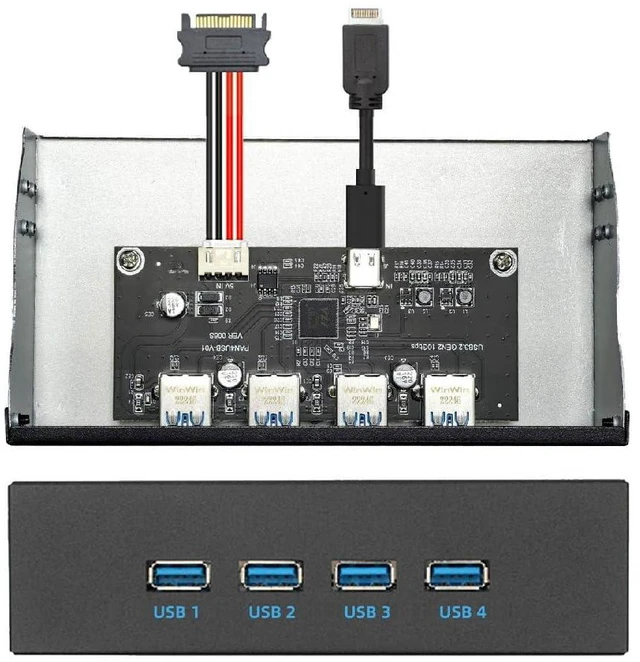 Main image of Xiwai 10Gbps 4 Ports HUB Front Panel USB 3.1 Type-A & Type-C to Motherboard Type-E Connector Cable 10Gbps for 5.25" CD-ROM Bay Tray
