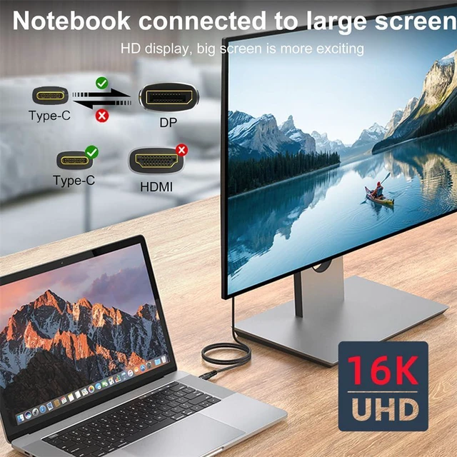 Alt view image 5 of 7 - xiwai 16K 80Gbps USB-C Type C Source to DisplayPort 2.1 Cable DP Male Monitor HDTV Cord 16K@30Hz DSC HDR Support USB4 Thunderbolt3/4 for Laptop 2.0m/6.56ft