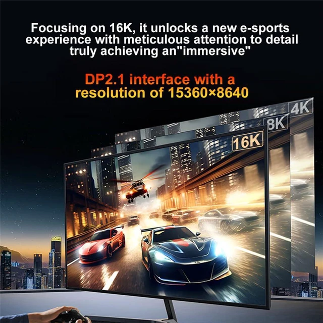 Alt view image 6 of 7 - xiwai 16K 80Gbps USB-C Type C Source to DisplayPort 2.1 Cable DP Male Monitor HDTV Cord 16K@30Hz DSC HDR Support USB4 Thunderbolt3/4 for Laptop 2.0m/6.56ft